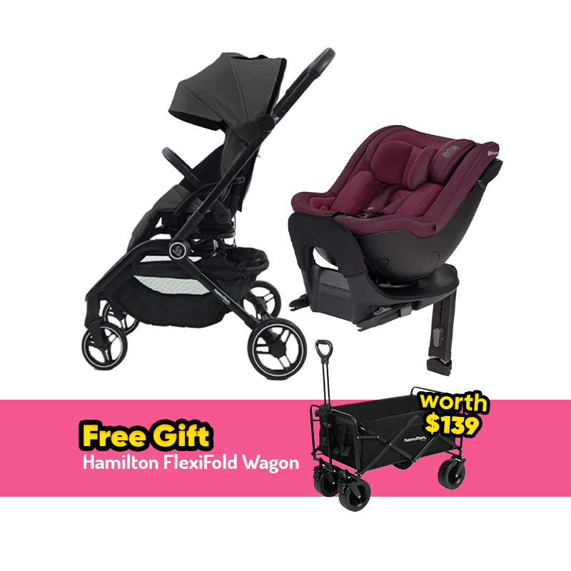(Hamilton x Kinderkraft) Hamilton T1 Turnable Stroller + Kinderkraft I-GUARD i-Size Carseat Bundle